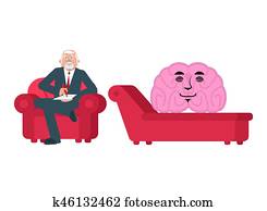 hersenen, is, op, psycholoog, ontvangst., consultatie, van, psychotherapist