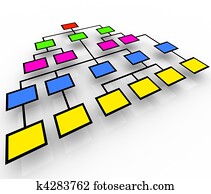 organisationsdiagramm, -, buntes, dosen