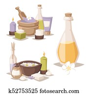 Spa vector icons treatment beauty procedures wellness spa-massage herbal cosmetics aroma spa stones towels and lotus flower illustration. Spa vector icons treatment beauty procedures wellness spa-massage herbal cosmetics aroma spa stones towels and lotus flower illustration.