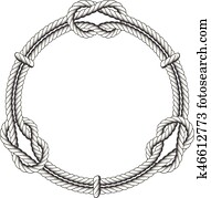 Twisted rope circle - round frame with knots Twisted rope circle - round frame with knots