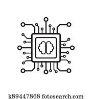 חכמה מלאכותית, בינה מלאכותית, שבב של מעבד, וקטור, איקון, סמל, ל, גרפי, design,, logo,, רשת, site,, סוציאלי, media,, נייד, app,, א.י., דוגמה