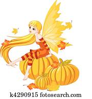 Autumn Fairy on the Pumpkin Autumn Fairy on the Pumpkin