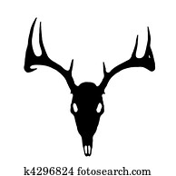 European Deer Silhouette Black on White European Deer Silhouette Black on White