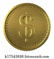 Gold Dollar coin - isolated