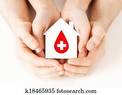 hands holding house with donor sign