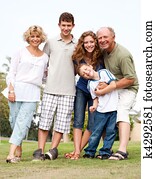 Happy family having fun in the park