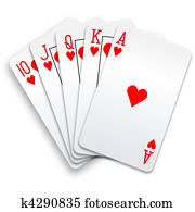 Hearts royal straight flush playing cards poker hand Hearts royal straight flush playing cards poker hand