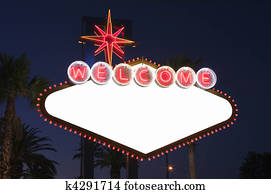 las vegas, sinal branco, à noite