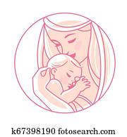 Logotype. Mother with newborn baby on hands. Logotype. Mother with newborn baby on hands.