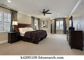 Master bedroom with dark wood furniture Master bedroom with dark wood furniture