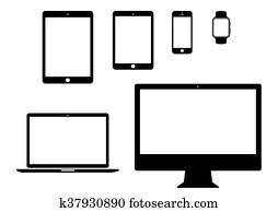 mobile, tablet, laptop, computer line icon set mobile, tablet, laptop, computer line icon set