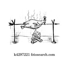 Roast chicken, illustration Roast chicken, illustration