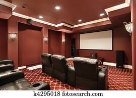 Theater room with stadium seating Theater room with stadium seating