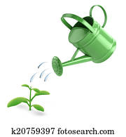 3d Green watering can and seedling 3d Green watering can and seedling