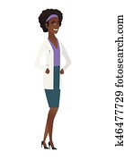 African-american happy doctor in medical gown.