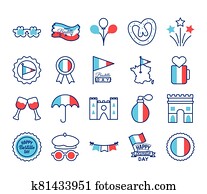 bundle of bastille day icons bundle of bastille day icons