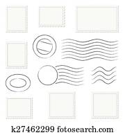 Collection of postage stamps and letter stamp