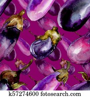 Eggplant wild vegetables in a watercolor style pattern. Eggplant wild vegetables in a watercolor style pattern.
