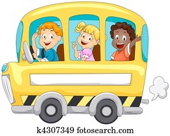 enfants, dans, autobus école