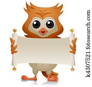 Owl with Open Scroll Owl with Open Scroll