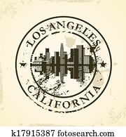 stamp with Los Angeles, California stamp with Los Angeles, California