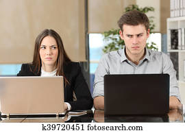 twee, boos, businesspeople, betwistend