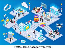 Wireless Technology Isometric Composition Wireless Technology Isometric Composition