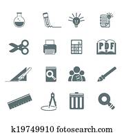 道具 勉強 アイコン セット 5 クリップアート 切り張り イラスト 絵画 集 K Fotosearch