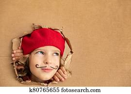 Artist child holding banner blank Artist child holding banner blank