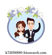 boda, celebración, hembra, novia, ondulación, con, macho