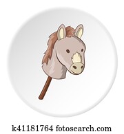 brinquedo, burro, ícone, caricatura, estilo brinquedo, burro, ícone, caricatura, estilo