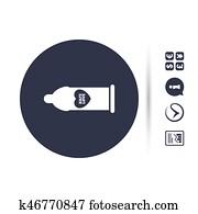 Condom safe sex sign icon. Barrier contraceptive.