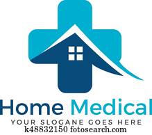 Home and medical cross vector logo design.