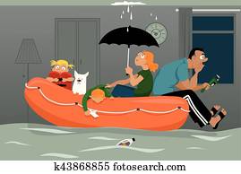 inundación, en la casa