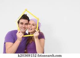 real estate concept young people new home