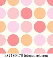 Seamless vector pastel pattern with dark pink polka dots on a sweet baby pink background Seamless vector pastel pattern with dark pink polka dots on a sweet baby pink background