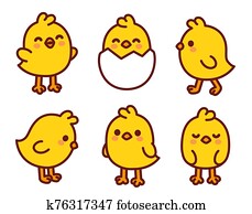 חמוד, ציור היתולי, עוף של תינוק, קבע