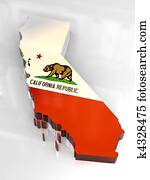 3d flag map og California 3d flag map og California