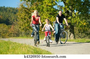 Family on bikes