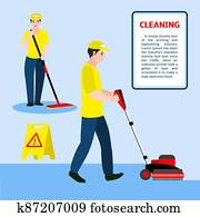 Floor cleaning concept banner, flat style Floor cleaning concept banner, flat style