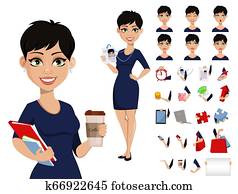 Happy modern business woman with short haircut Happy modern business woman with short haircut