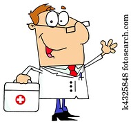 kaukasisches, karikatur, doktor, mann