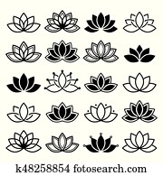 lotusblüte, design, satz, joga, vektor, abstrakt, sammlung lotusblüte, design, satz, joga, vektor, abstrakt, sammlung