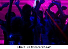 pessoas, dançar, em, clube, com, laser