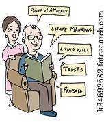 seniors, propiedad, planificación, investigación