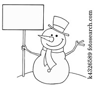 Snowman Holding A Sign Snowman Holding A Sign