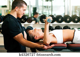 treinador pessoal, em, ginásio