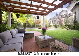 Verandah with modern garden furniture Verandah with modern garden furniture