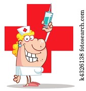 weiblich, krankenschwester, halten spritze weiblich, krankenschwester, halten spritze