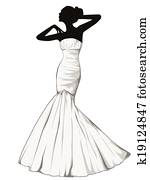 צללית, של, אלגנטי, אישה, ב, a, יום רביעי